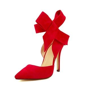 Red bow heels ( never worn)